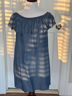 Tommy Bahama Blue Off-Shoulder Mini Dress